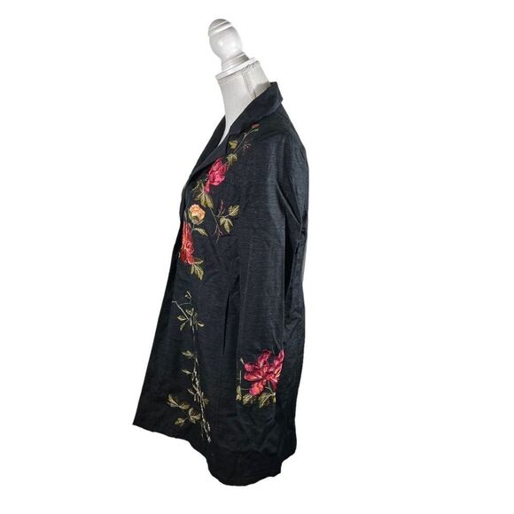 Silkland Black Embroidered Silk Lightweight Jacket - Picture 5 of 8